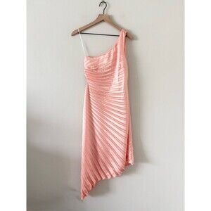 Bebe One-Shoulder Pink Pleated Asymmetric Gown Dress Size S